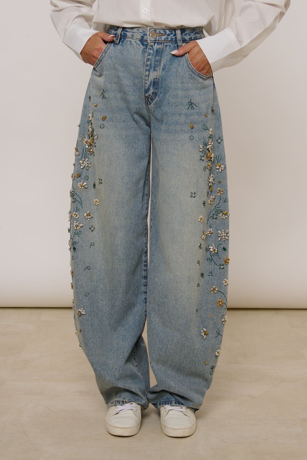 Jeans ‘STRASS LATERALI’ Ballon