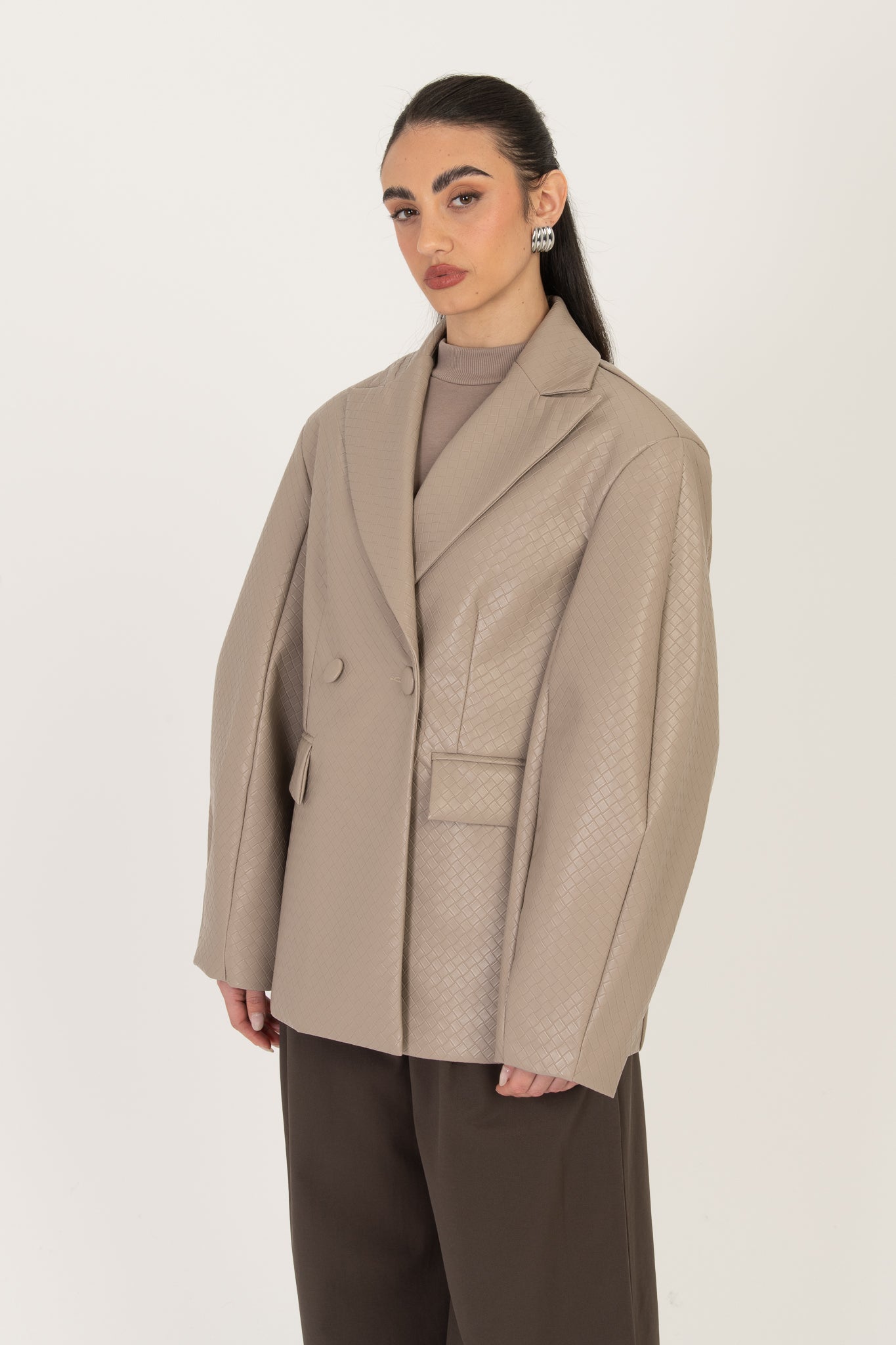 Blazer ‘IN ECOPELLE INTRECCIATA ’ BY LUMINA Beige