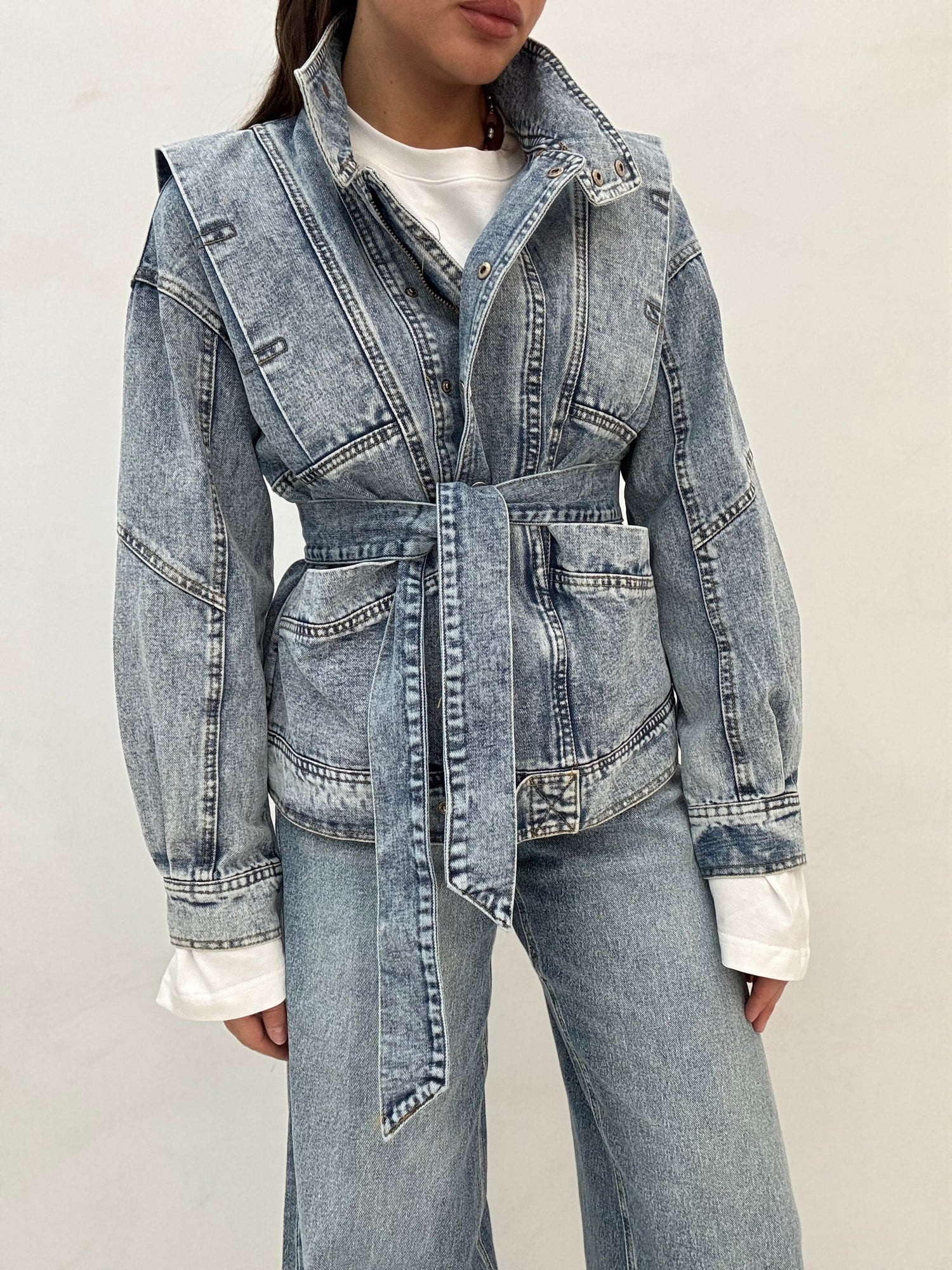 Giacca ‘100%COTONE’ in Denim+Cintura