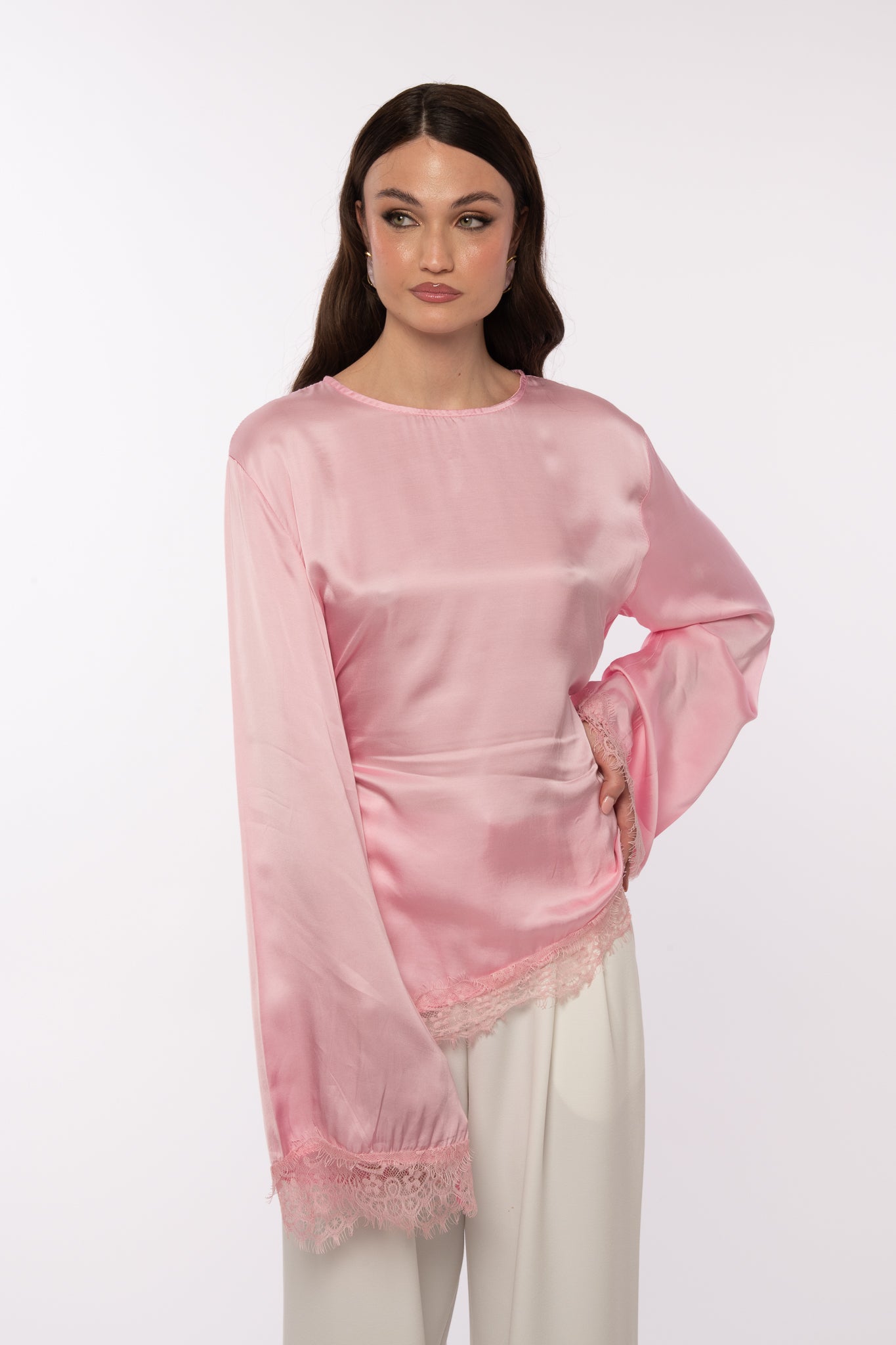 Maglia ‘SIMIL RASO IN PIZZO’ Rosa
