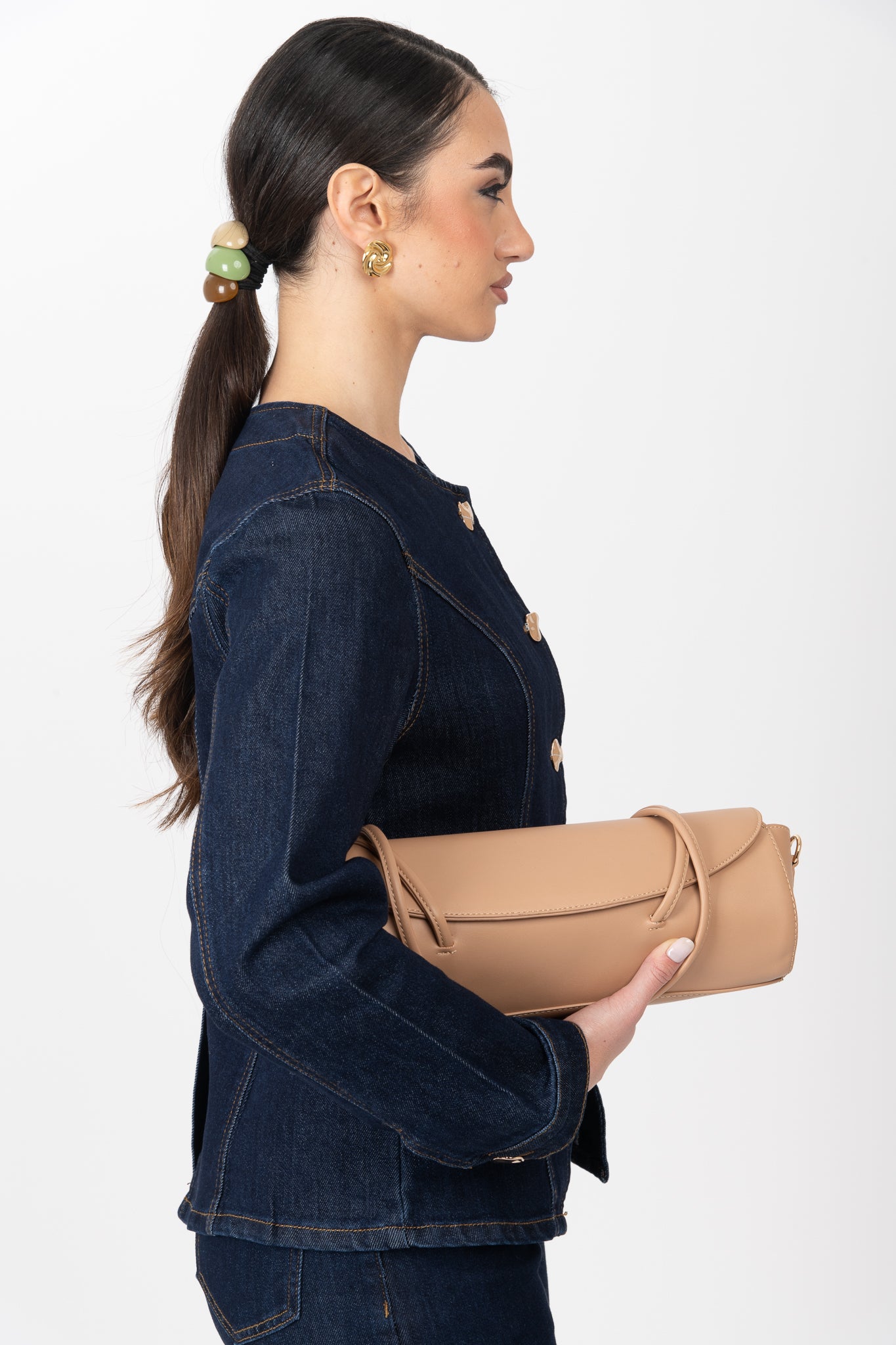 Borsa ‘BAGUETTE’ ecopelle Camel