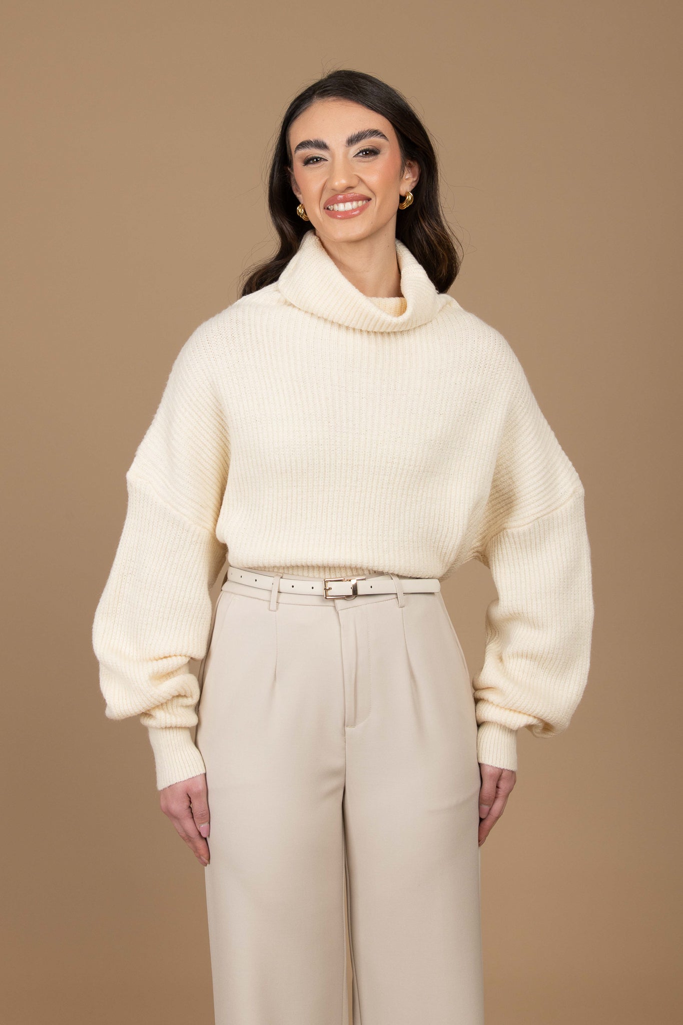 Maglione ‘COLLO ALTO’ costine Panna