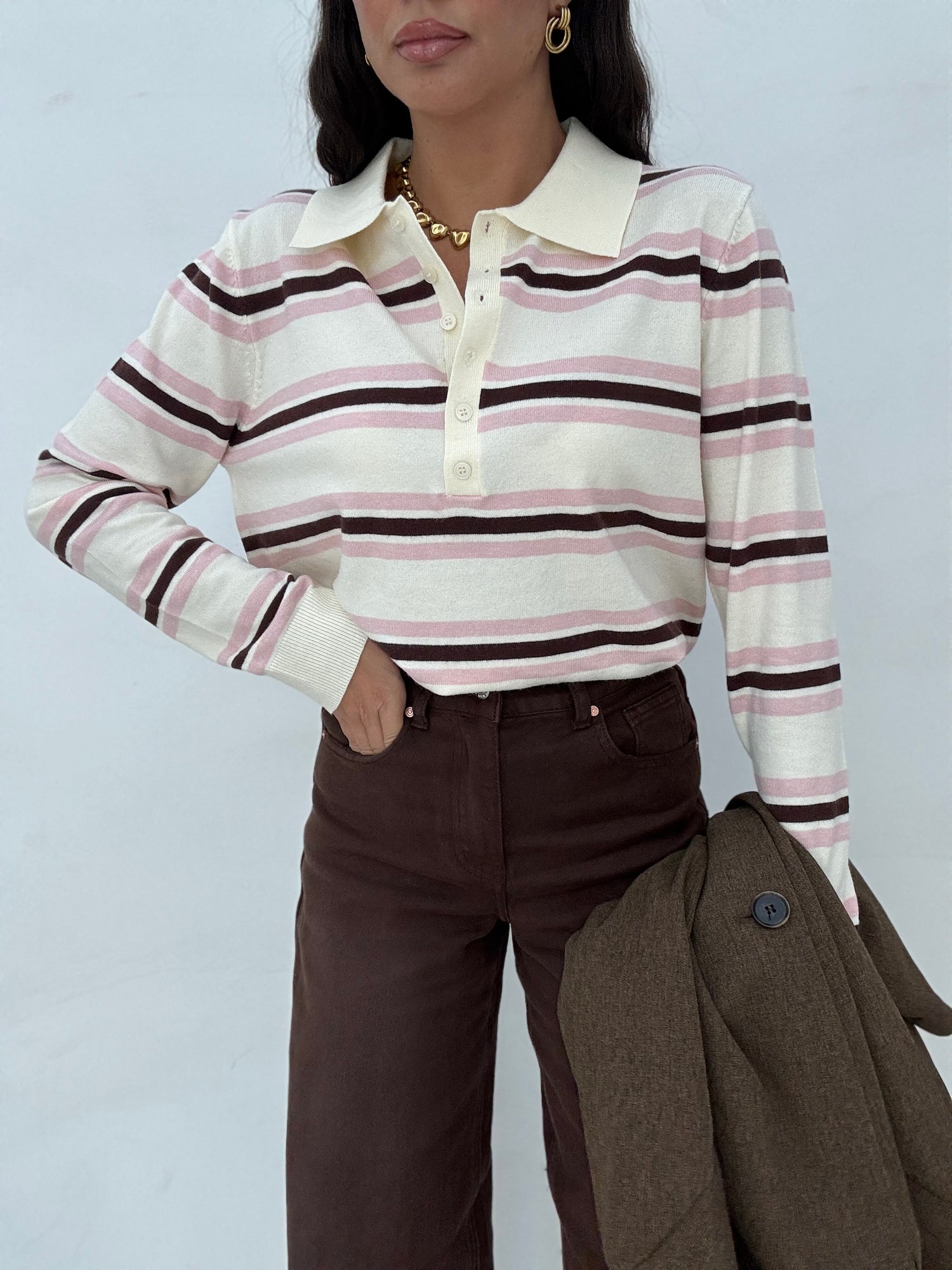 Maglia/Polo ‘RIGHE’ Panna e Rosa