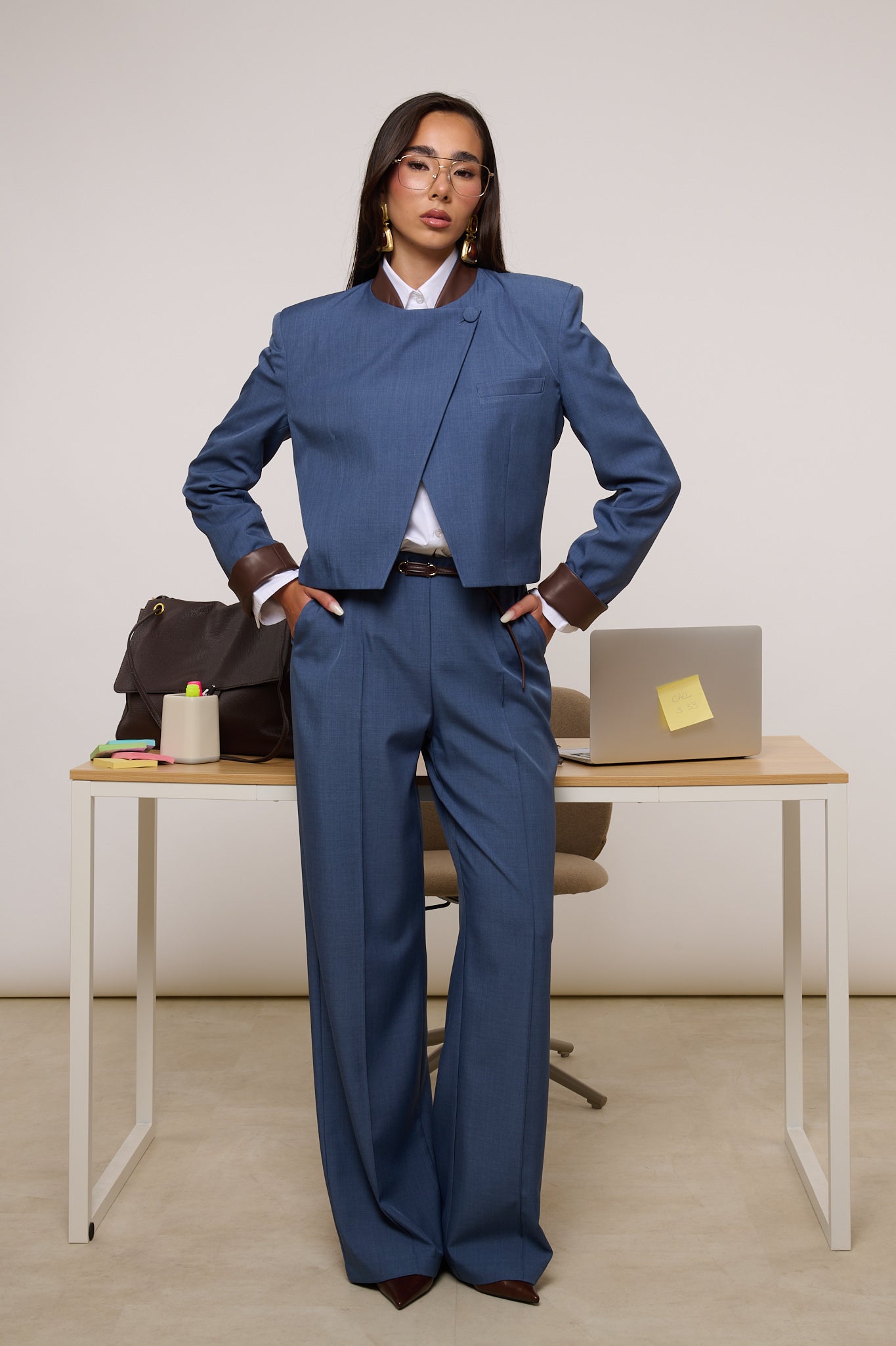 Tailleur ‘INSERTI IN ECOPELLE 3&33 COLLECTION’ Blu