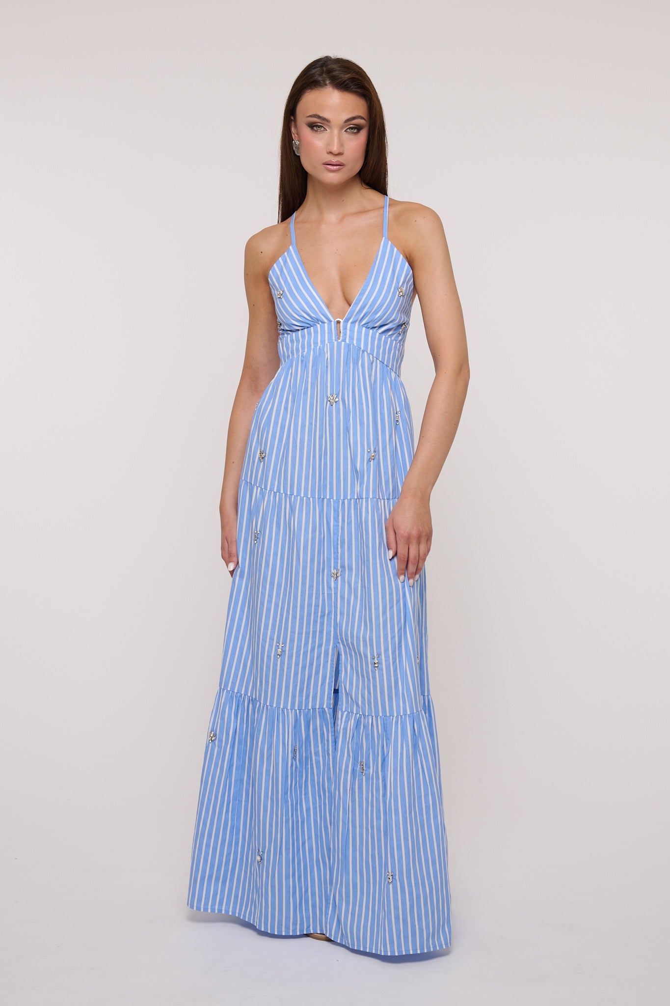 Abito ‘STRASS’ righe azzurro