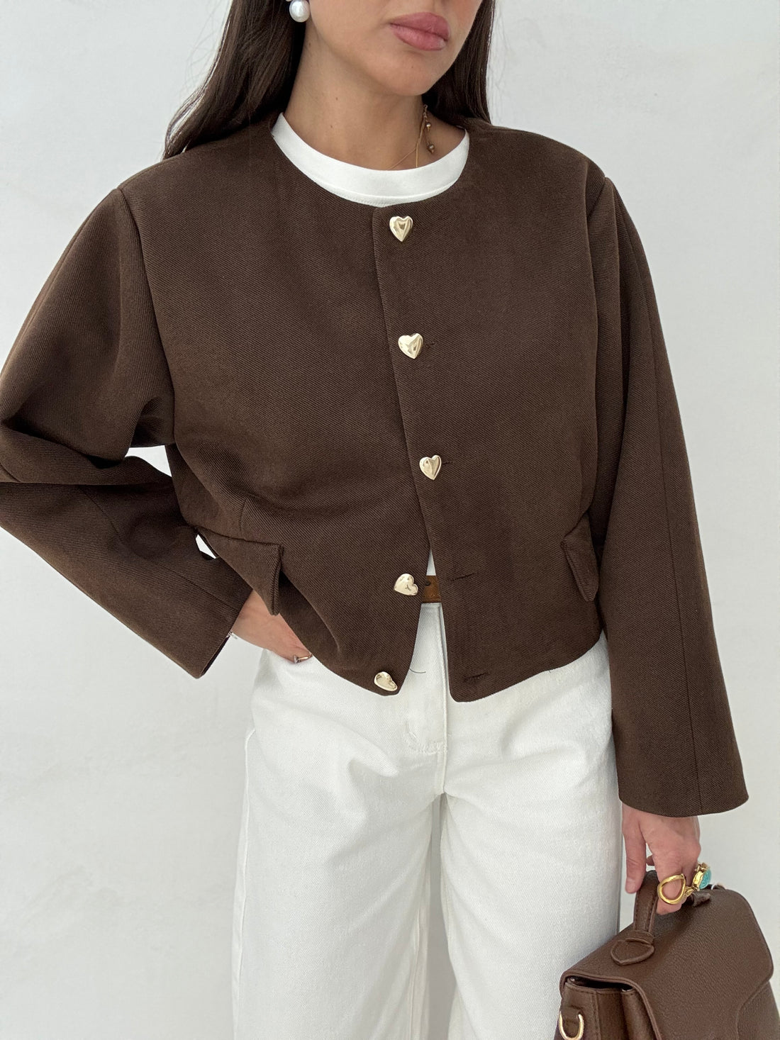 Giacca  ‘BOTTONI CUORE 3&amp;33 COLLECTION’ Cacao