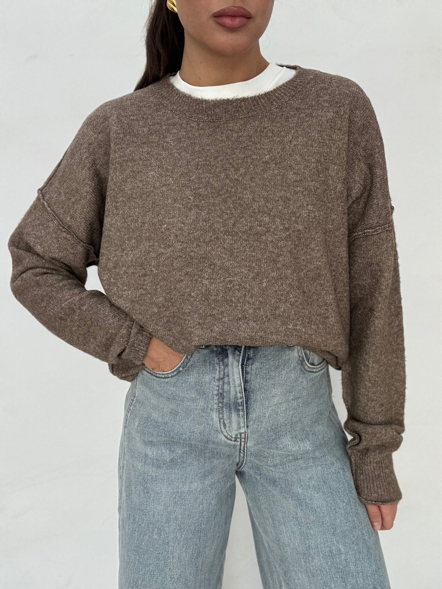 Maglione ‘BASIC CUCITURE INVERSE’ Cacao Chiaro