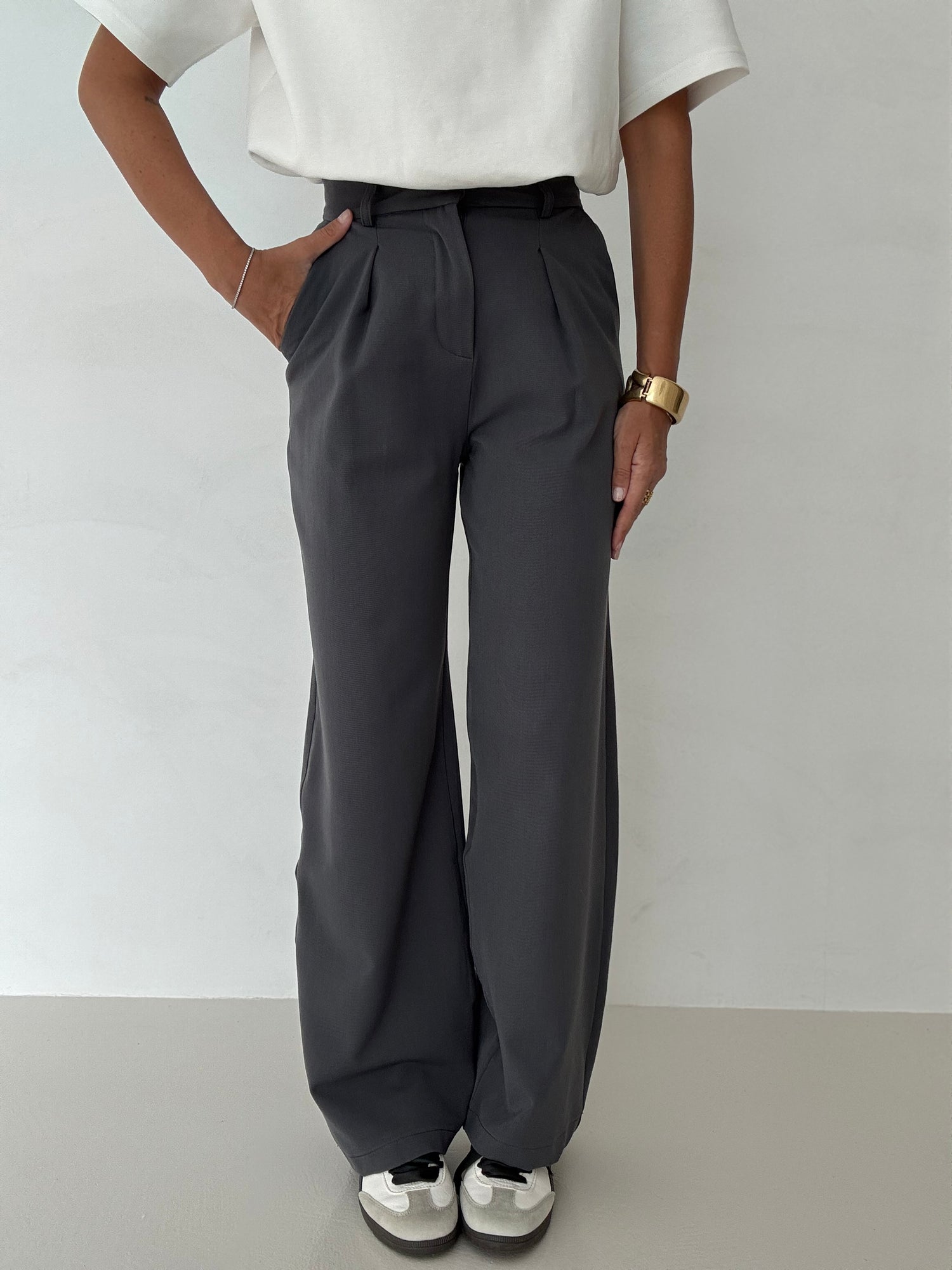 Pantalone con pence Grigio
