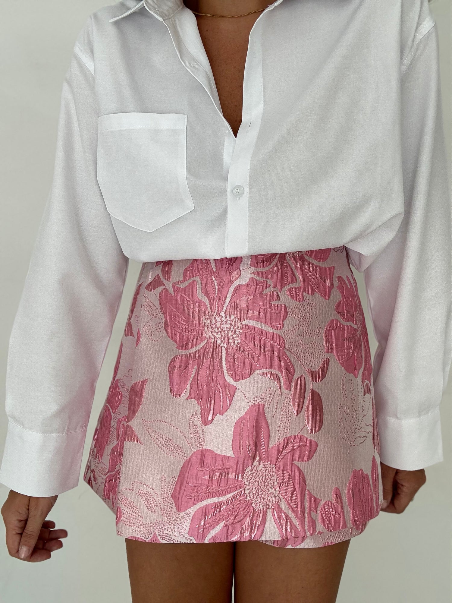 Gonna/Pantaloncino ‘FIORI LAMINATI’ Rosa