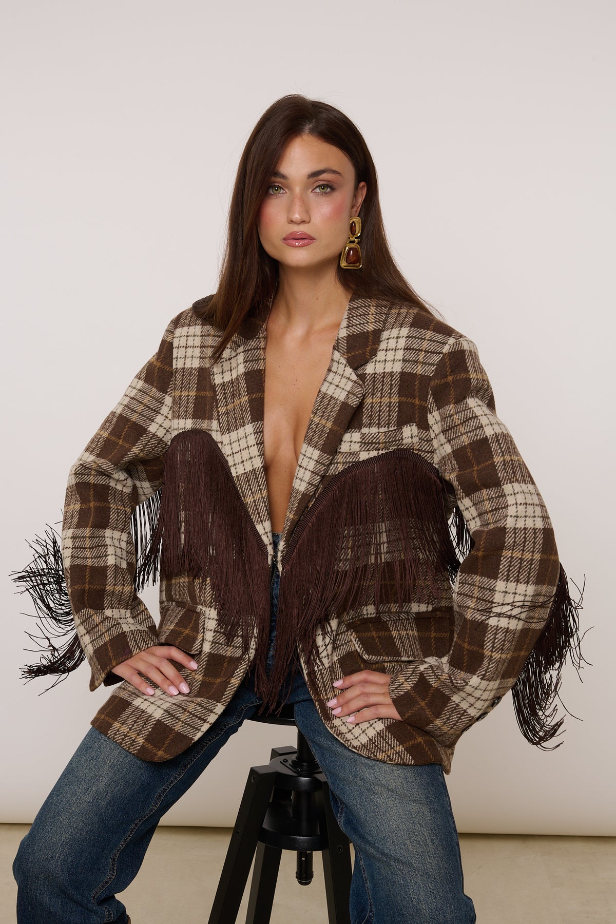 Blazer ‘FRANGE’ By Lumina Quadri Cacao