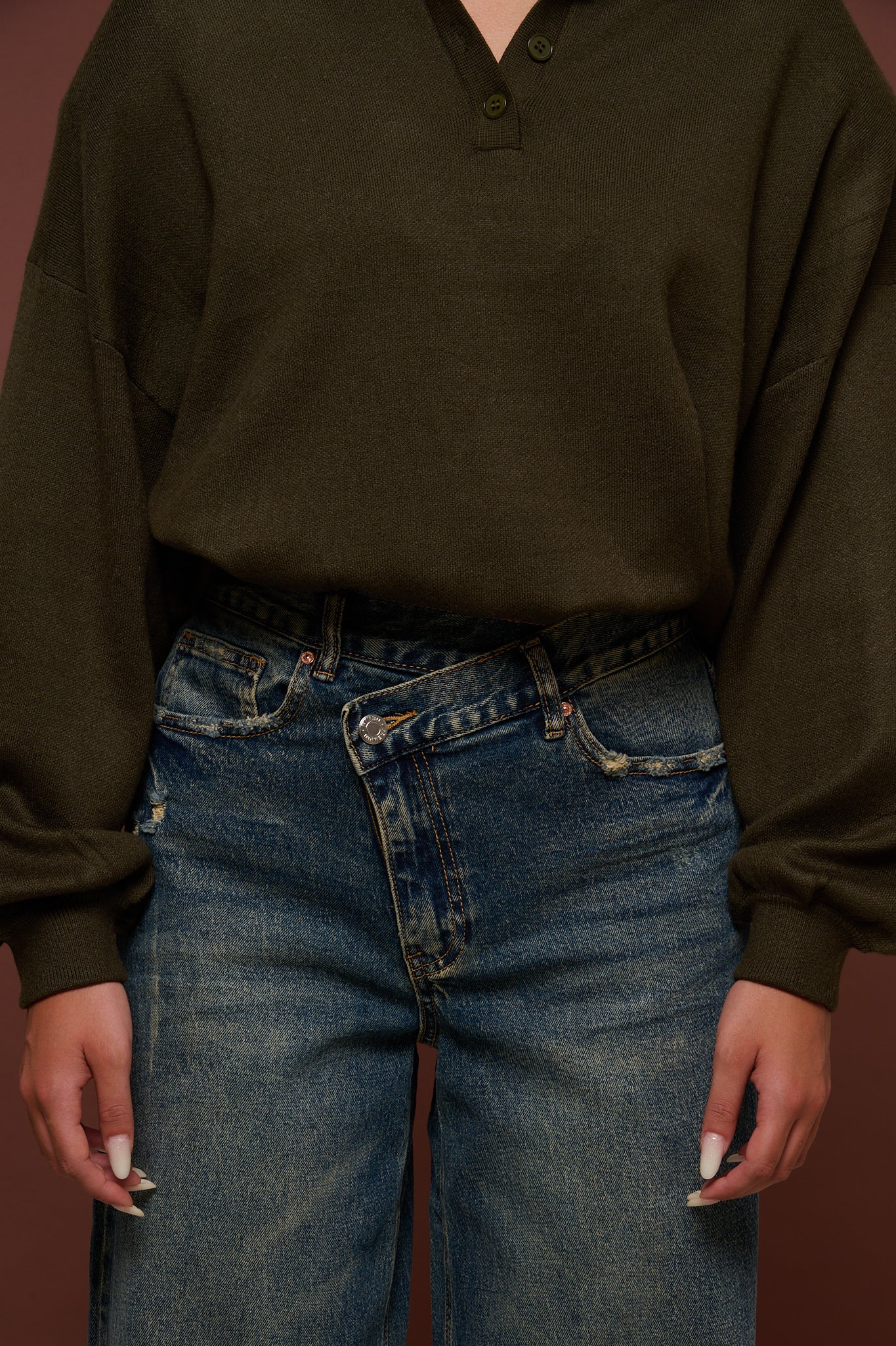 Jeans ‘ABBOTTONATURA ASIMMETRICA’ Denim Sabbiato