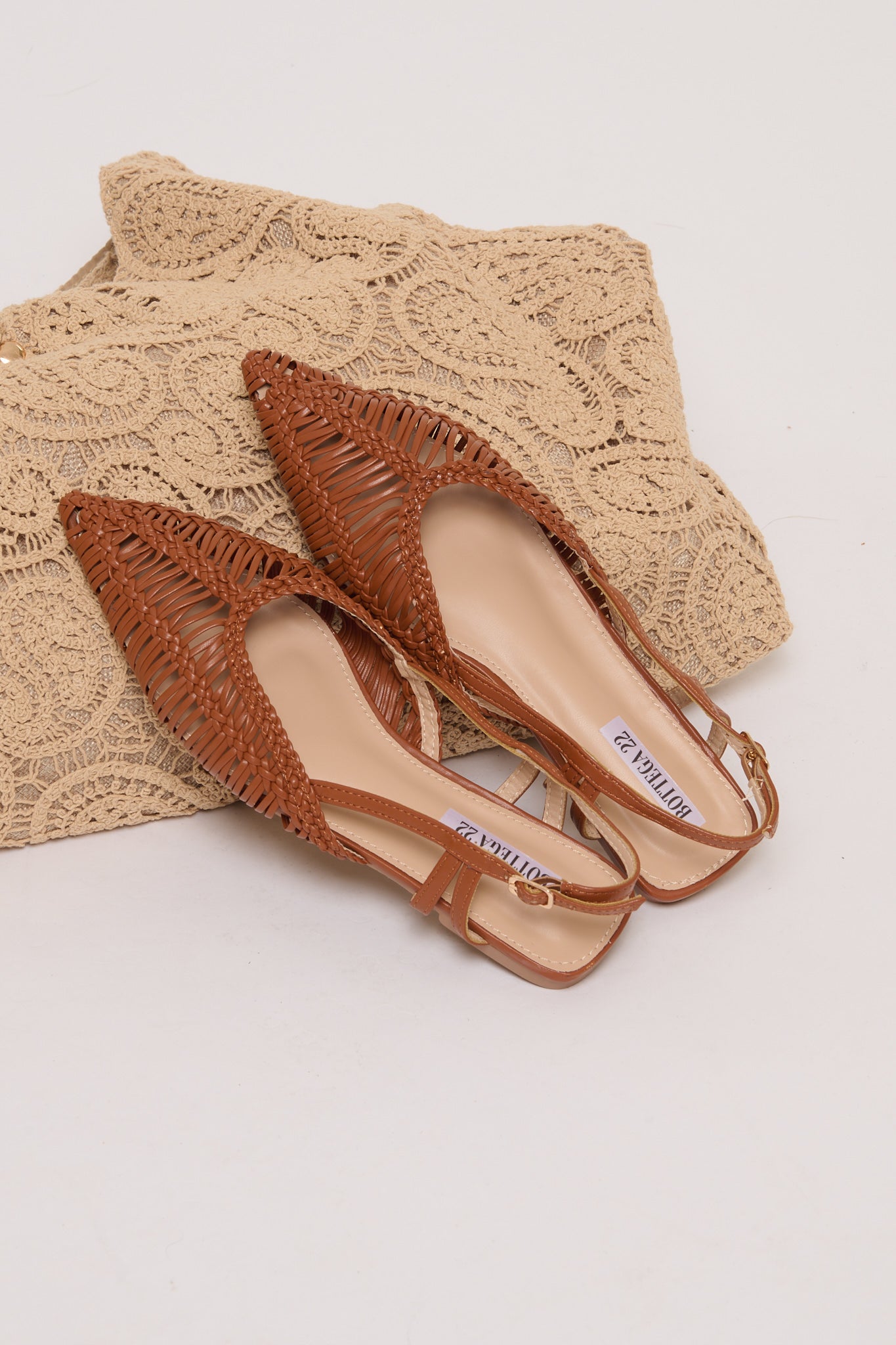 Slingback ‘Traforata’ Camel