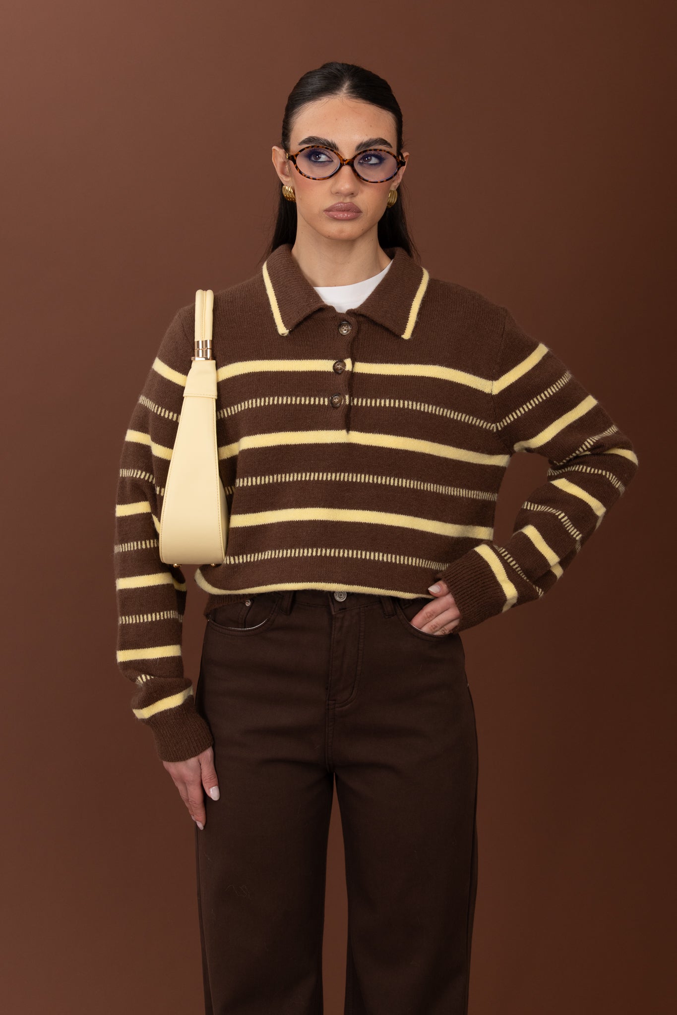 Maglione/Polo ‘SIMPLE’ righe Cacao e Giallo