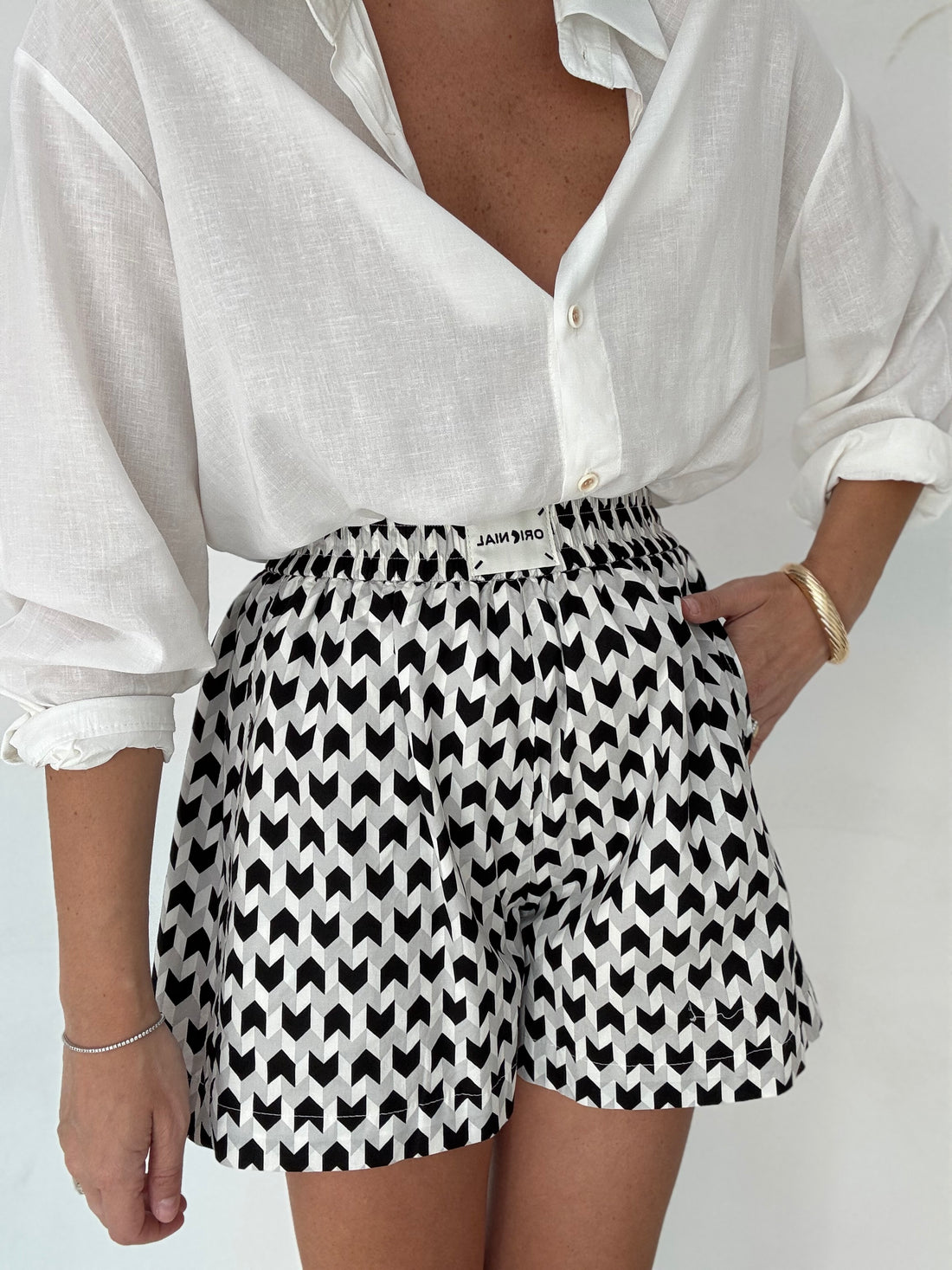 Pantaloncino ‘BOXER’ 80%COTONE fantasia Bianca e Nera