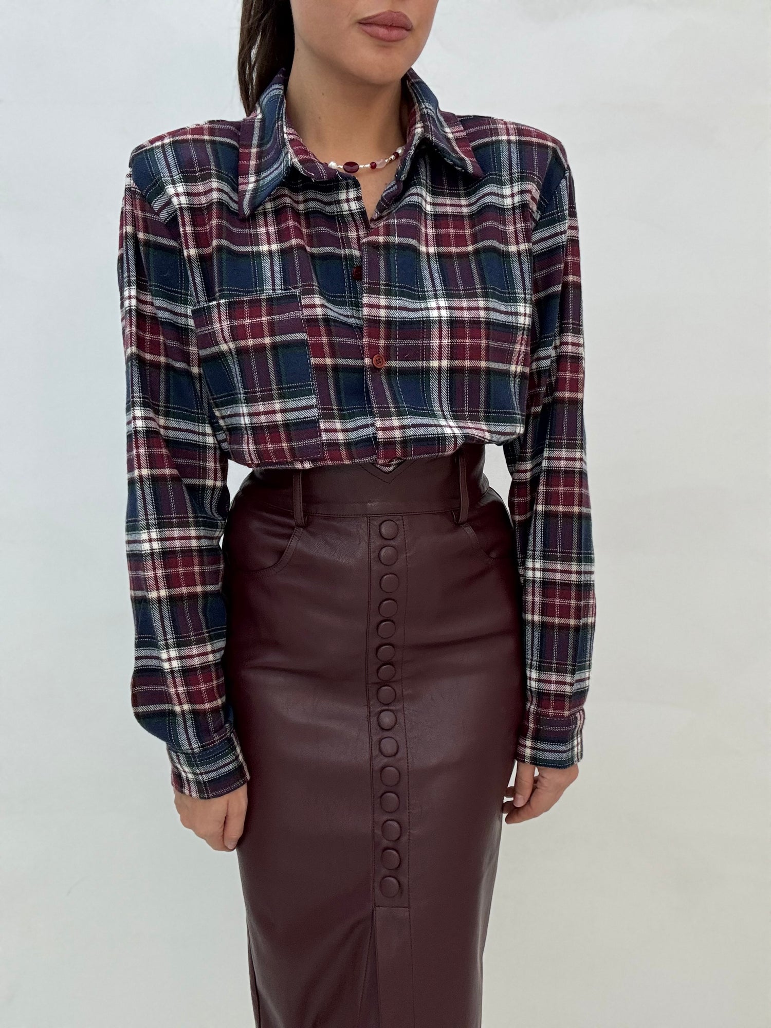 Camicia ‘SCOZZESE 15% LANA’ base Bordeaux e Blu