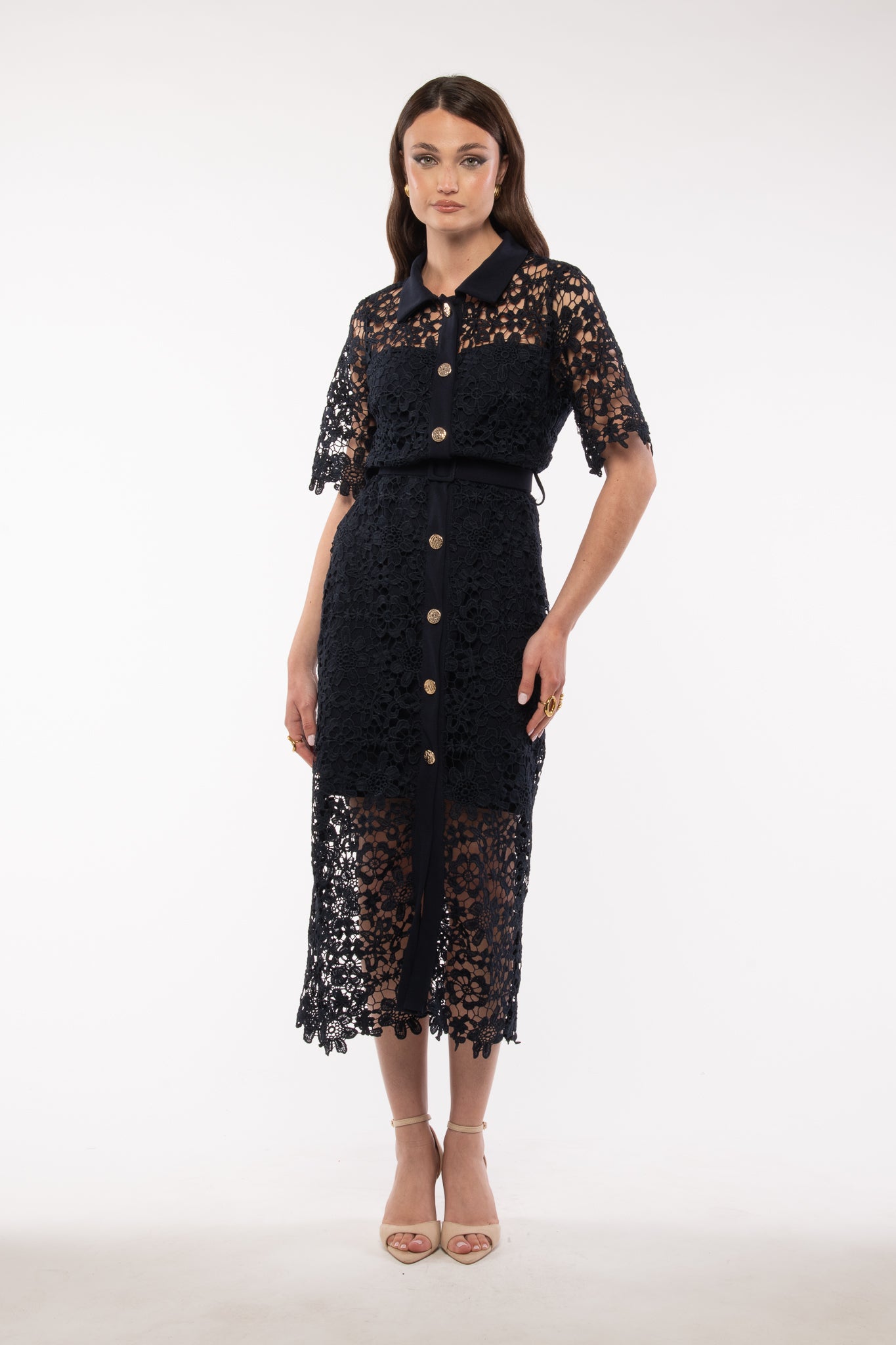Abito ‘DAPHNE 2.0 in pizzo Blu Notte