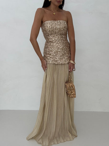 Abito ‘LADY’ paillettes Beige