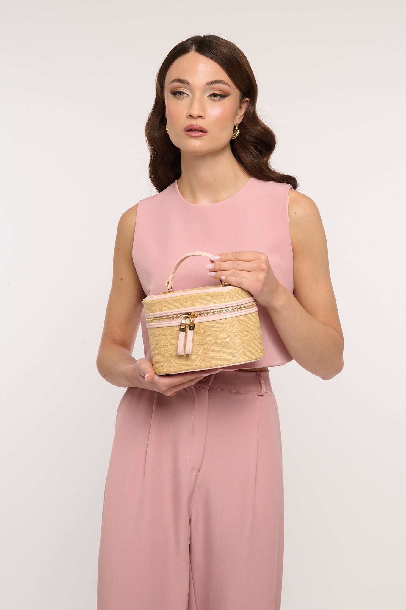 Borsa ‘BAULETTO IN RAFIA’ Rosa