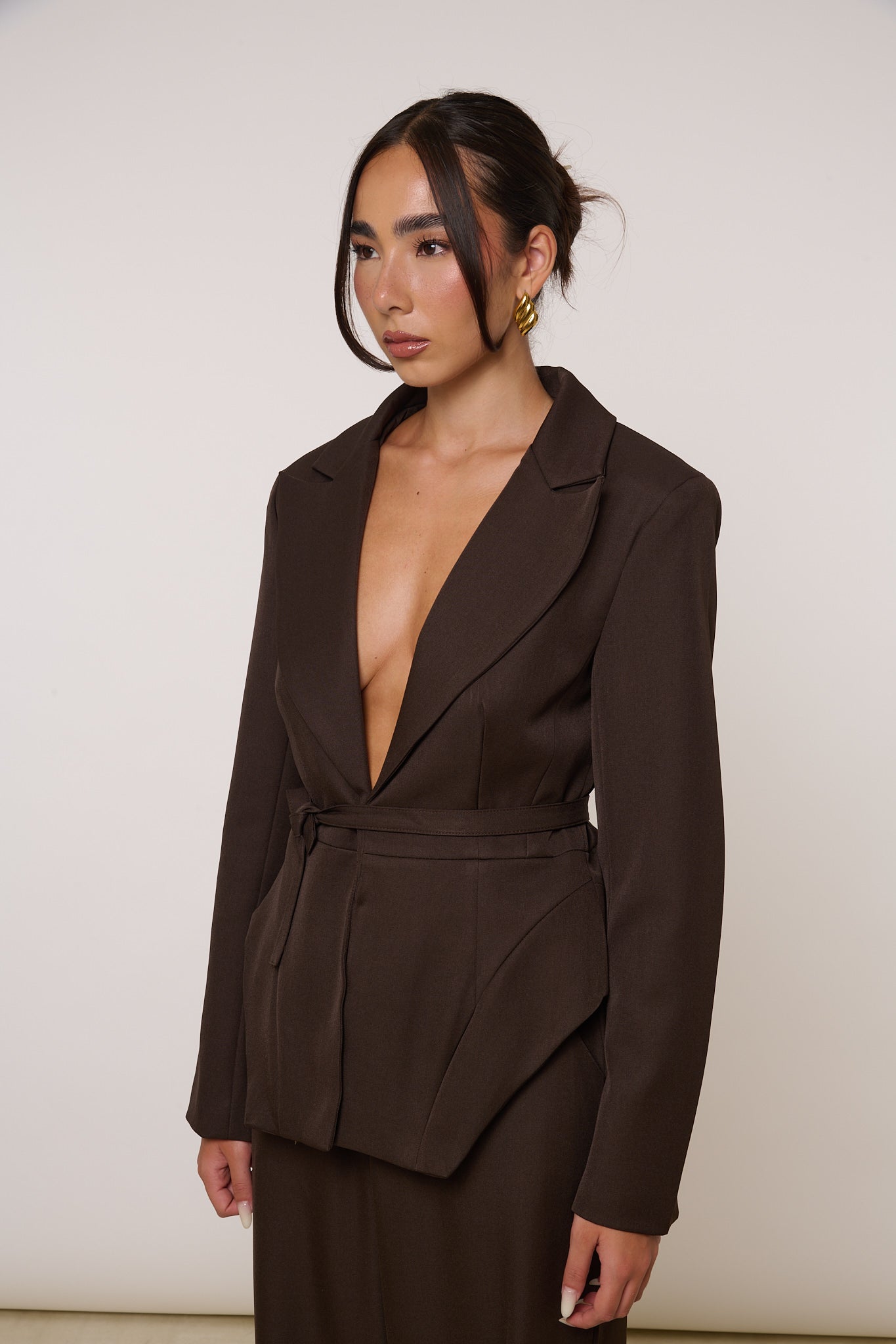 Blazer ‘CINTURINO E GANCETTI’ Cacao