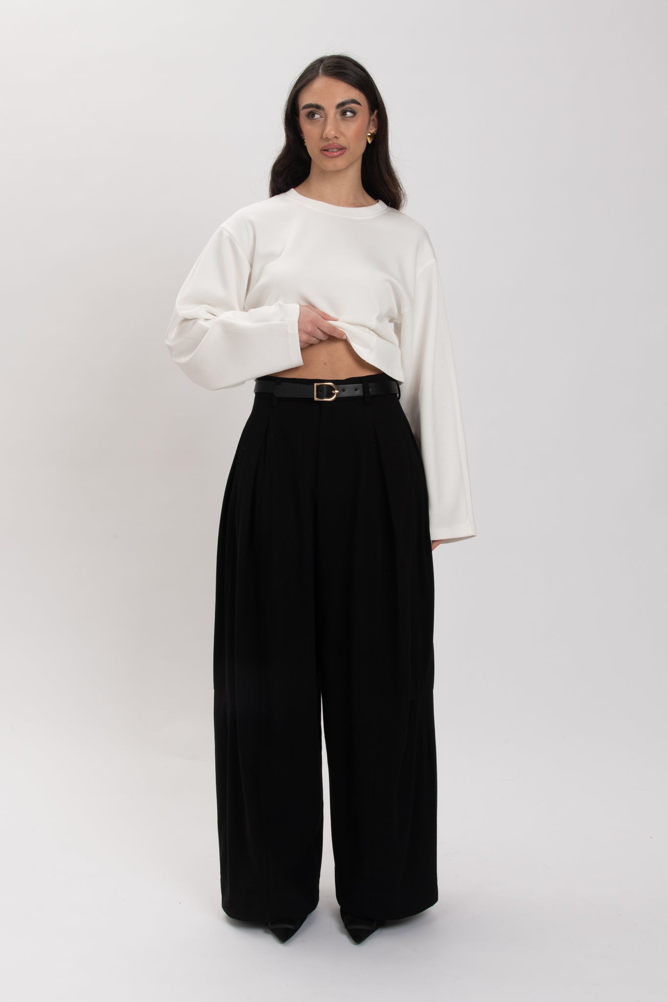 Pantalone ‘COTONE VITA ALTA’  Nero