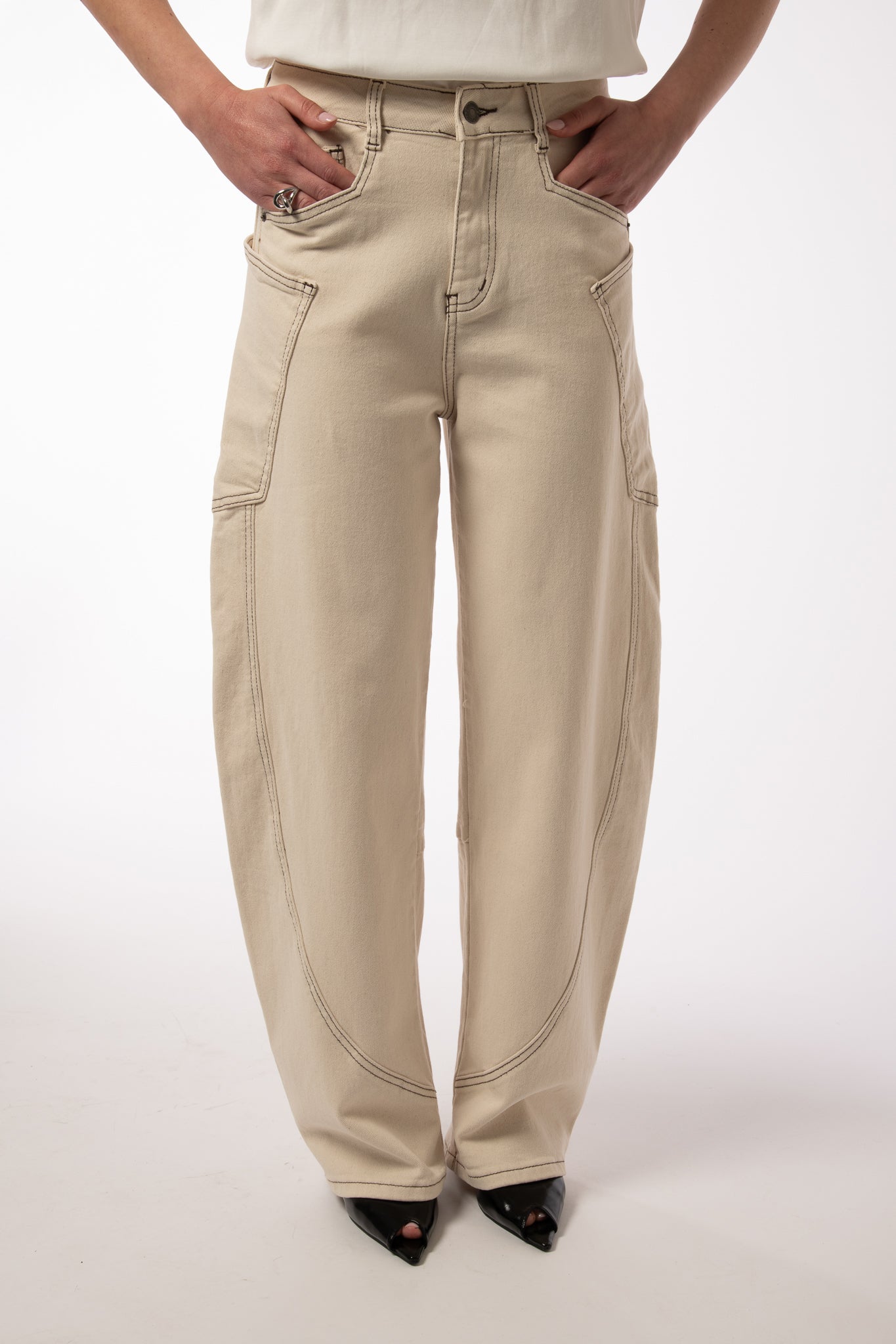 Jeans ‘TASCONI E CUCITURE’ Panna