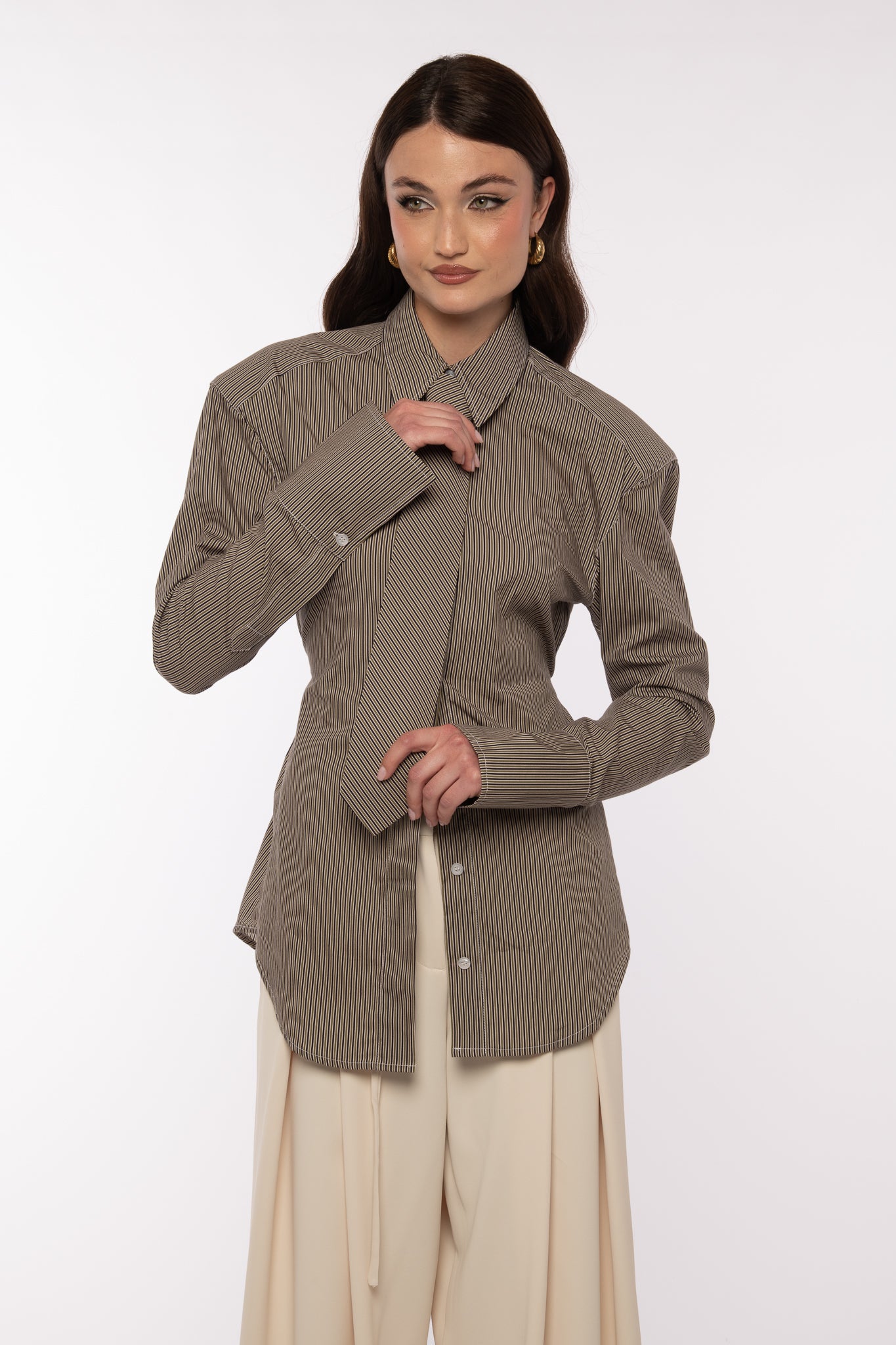 Camicia ‘MAXI SPALLINA+CRAVATTA 3&33’ righe Verde