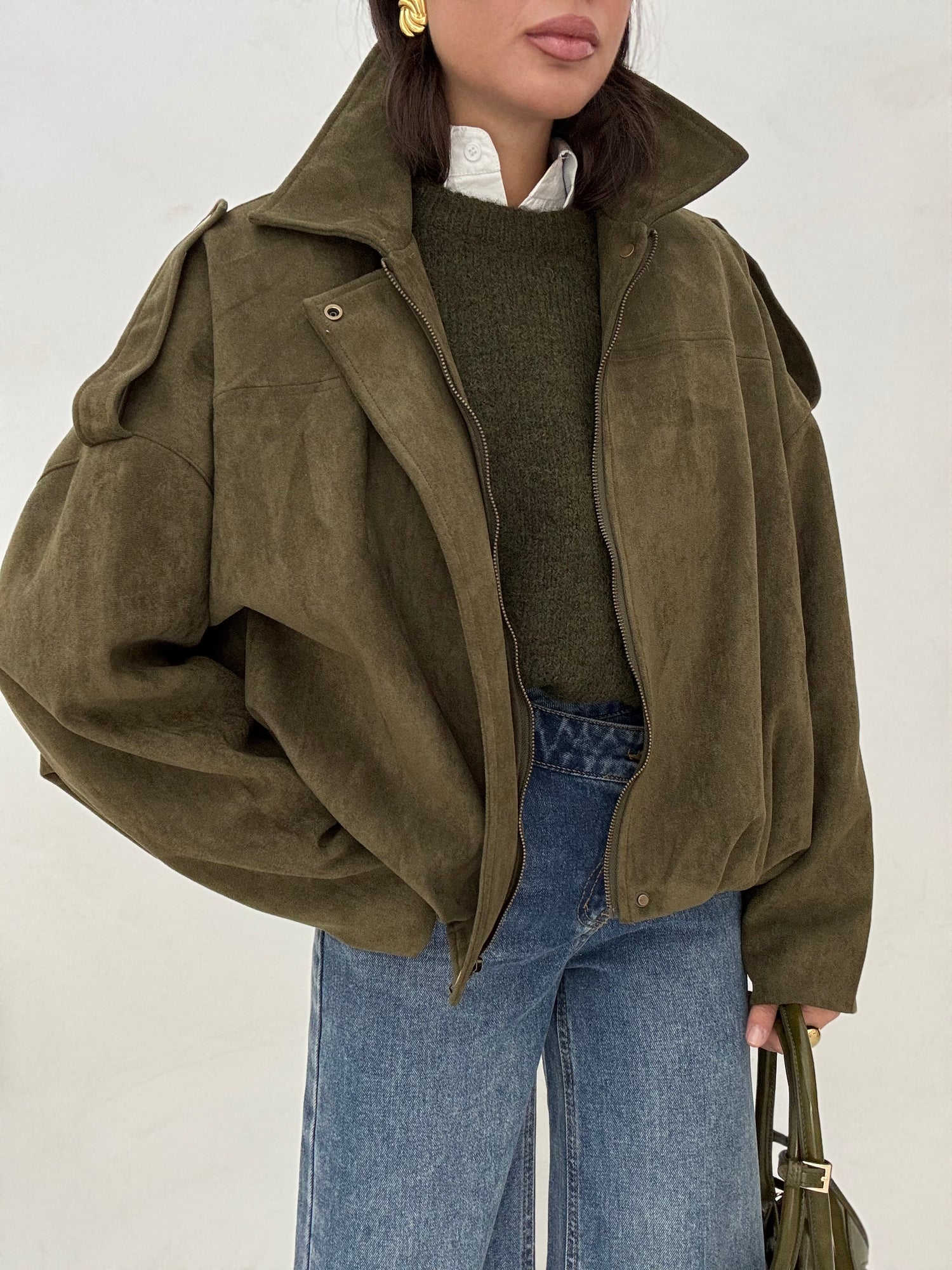 Bomber ‘TRENDY IN SUEDE’ Verde Militare