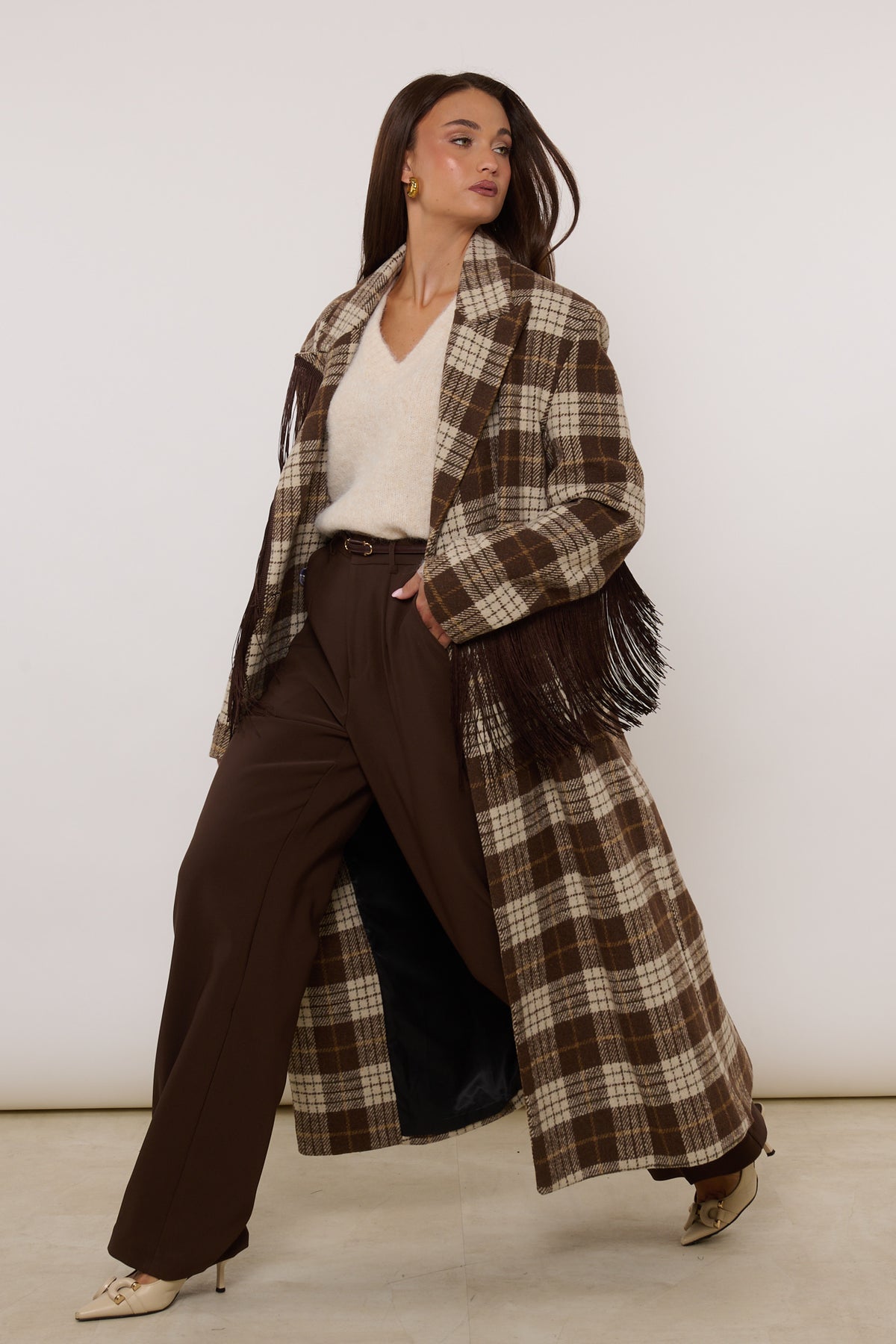 Cappotto ‘FRANGE’ By Lumina Quadri Cacao